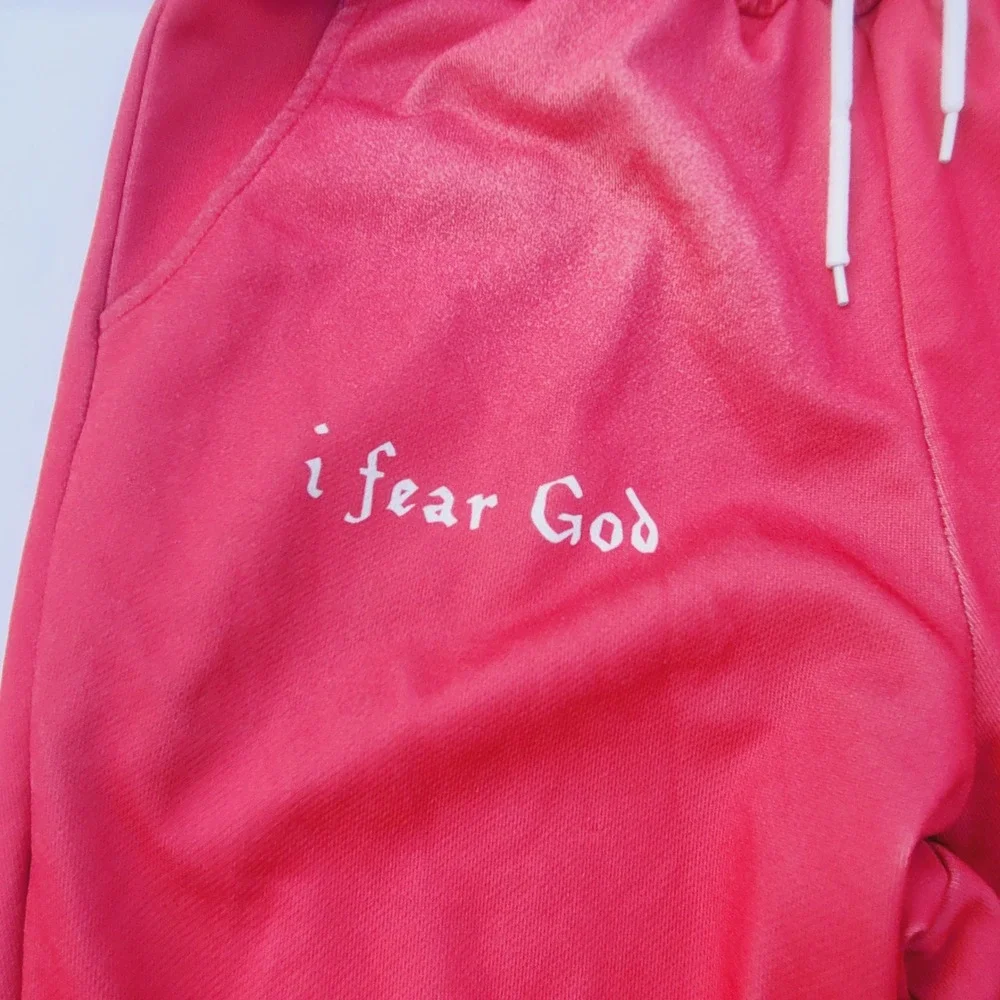 I Fear God Flared Sweatpants Mens sz Small Red Flame Graphic Streetwear P03